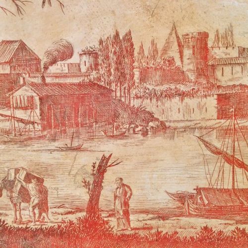 Ecole Flamande du XVIIIe siècle «Paysages à la rivière», Deux peintures sur ardo&hellip;