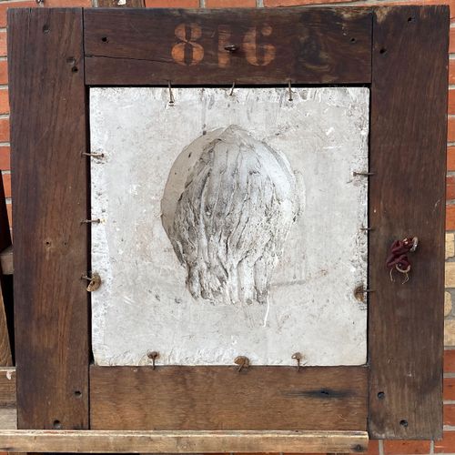 一个艺术家的石膏浮雕，安装在一个原始的橡木框架中。19世纪末 39,5 x 39,5 cm (一个缺口)