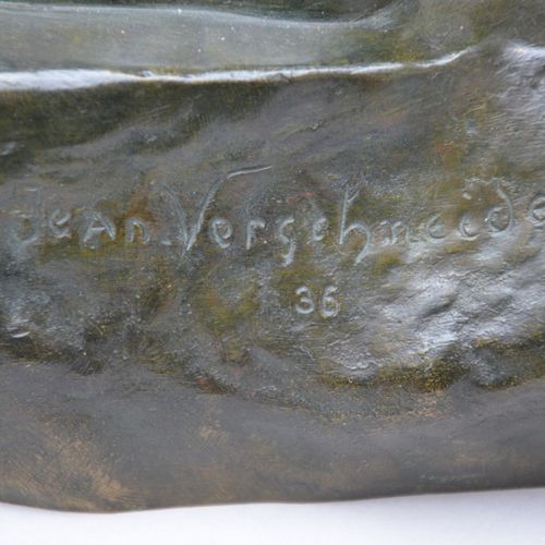 Null Jean Verschneider: sculpture en bronze 'l'Homme et l'Aigle' (h69cm)