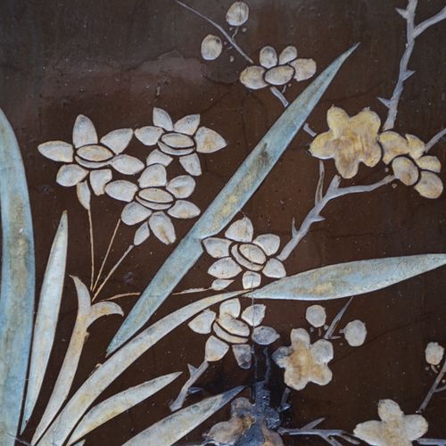 Null Cinq panneaux en laque du Coromandel 'décor floral', Chine (33x30cm)