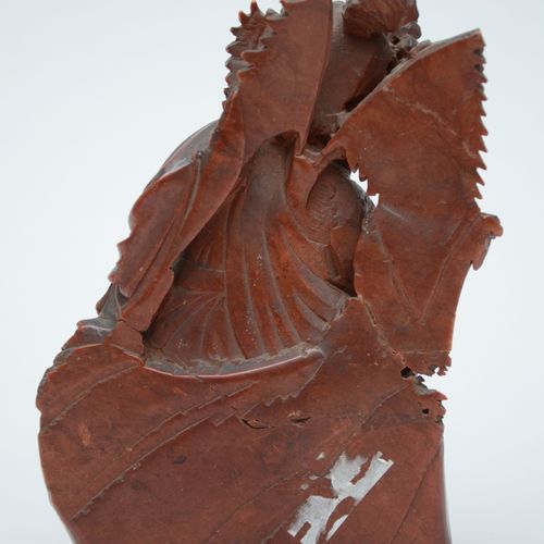 Null Sculpture chinoise en stéatite rouge 'Guandi' (h19cm) (*) (19cm)