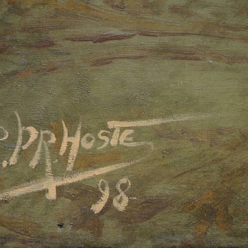 Null Hoste 1898 : grand tableau (h/t) 'filles dans un intérieur' (200x132cm)