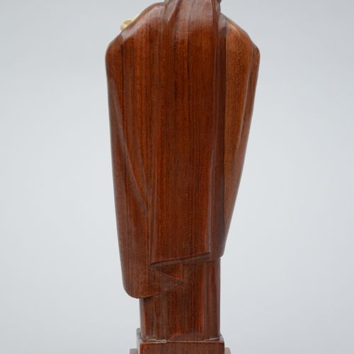 Null Heuvelmans Lucienne : sculpture en acajou et ivoire 'Vierge à l'enfant' (h2&hellip;