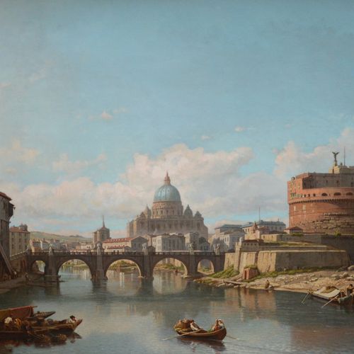 Null François Antoine Bossuet: grande peinture (h/t) 'chateau Sant'Angelo à Rome&hellip;