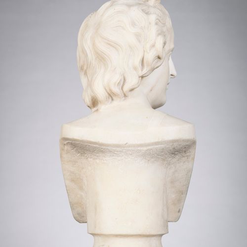 Null I. Kossos 1858: buste en marbre sculpté 'Apollo' (h53cm)