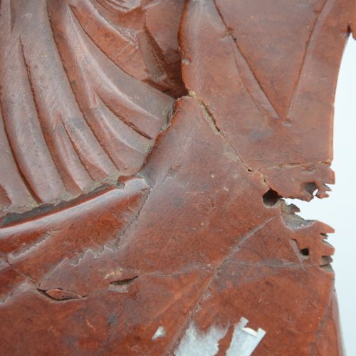 Null Sculpture chinoise en stéatite rouge 'Guandi' (h19cm) (*) (19cm)