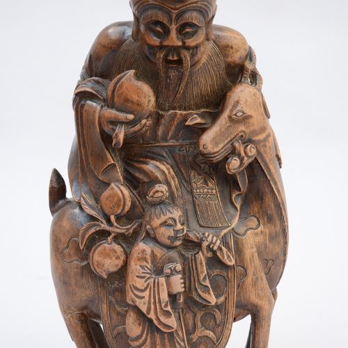 Null Sculpture chinoise en bois 'Laotsé' (h36cm) (*)