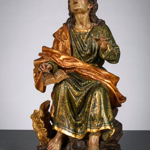 Null Quatre sculpture en bois polychromé 'evangelistes', Europe du Sud (h41)