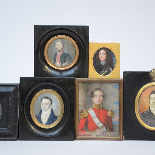 Null Lot: 6 miniatures 'portraits d'hommes' (dia 4x3 to 10x8cm) (*)