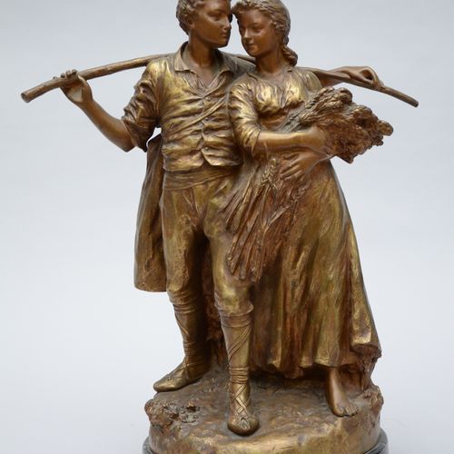 Null d'Aste : sculpture en bronze 'couple amoureux' (H45cm)
