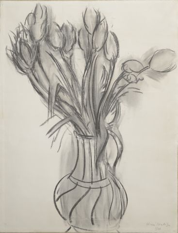 Henri MATISSE (1869 1954). 
Vase mit Tulpen, März 44. 
Kohle und Tuschelzeichnun&hellip;
