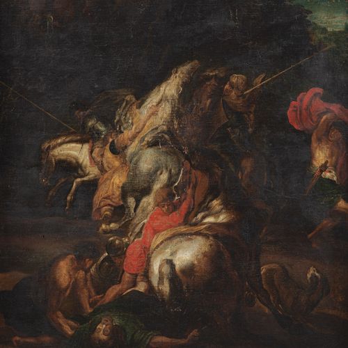 Null École d'Anvers, XVIIe siècle, La conversion de Paul. Huile sur toile, doubl&hellip;