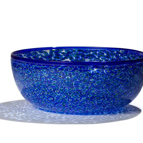 Null Large glass bowl "Neverino", Luciano Vistosi, Venice, c. 1970, Neverino dec&hellip;