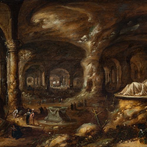 Null Troyen, Rombout van, Amsterdam 1605 - 1650, Monumental rock grotto with sta&hellip;