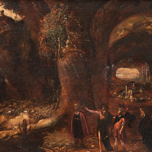 Null Troyen, Rombout van, 阿姆斯特丹1605 - 1650/56，有士兵和隐士的石窟内部。油/木，左下角签名， ，38 x 49 cm