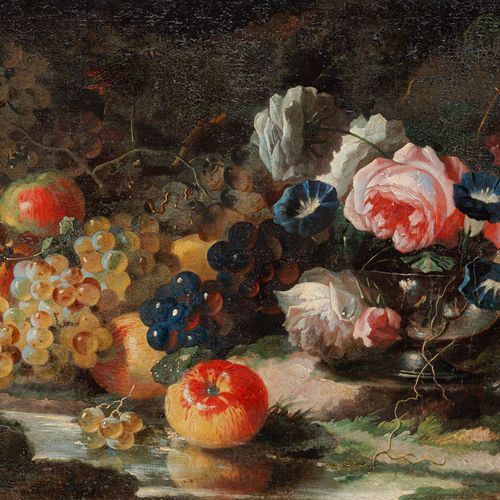 Null Tamm, Franz Werner von (attr.), Hamburg 1658 - Vienna 1724, 水果、花和兔子的静物画。油彩/&hellip;