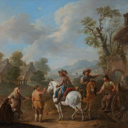 Null 法伦斯，查尔斯-范，安特卫普1683-巴黎1733，《马背上的贵族与农民的对话》。油/铜，右下角签名，彼得-尼古拉斯博士（1940-2020）收藏，2&hellip;