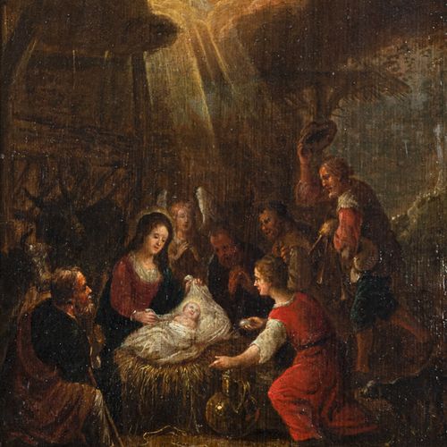 Null Flemish School, 17th century, The Adoration of the Shepherds. Oil/wood, fro&hellip;