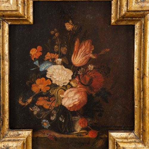 Null Walscapelle, Jacob van (attr.), Dordrecht 1644 - Amsterdam 1727, 石座上玻璃花瓶里的静&hellip;