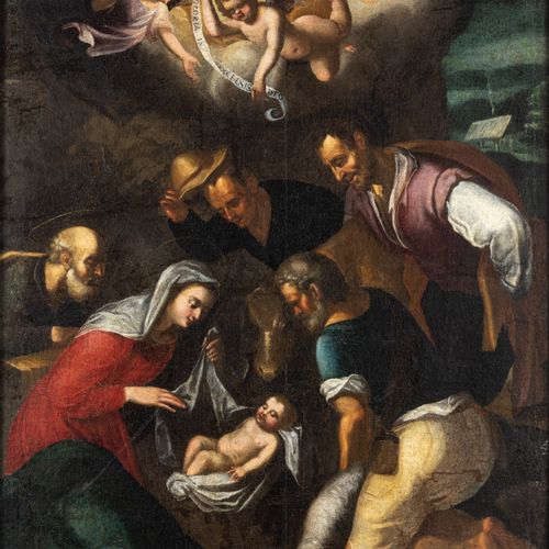 Null 巴萨诺，雅克波-达尔-庞特（后），巴萨诺1510-1592，《牧羊人的崇拜》。布面油画，双倍，南德私人收藏，100 x 80.5厘米