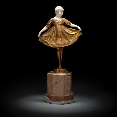 Null Preiss, Ferdinand, Erbach 1882 - 1943 Berlin, Lieselotte, c. 1925. 舞蹈女孩青铜，镀&hellip;