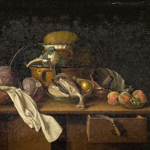 Null 霍莱曼斯，彼得-雅各布，安特卫普1700年-慕尼黑1776年，厨房静物与蔬菜、水果和家禽。布面油画，双联，左下方有签名和日期1774， ，36 x 4&hellip;