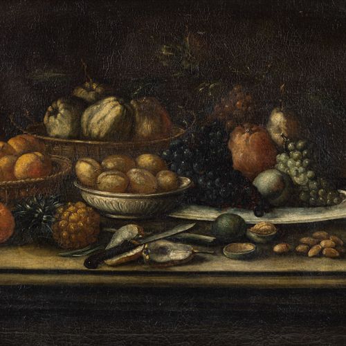 Null Allemagne, 17e/18e siècle, Nature morte avec fruits et noix. Huile sur toil&hellip;