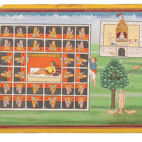 Null 拉贾斯坦邦，约19世纪。28 x 37.5和24.5 x 33.2厘米一：《Kṛṇa》传说中的一个情节，无法更详细地确定，是以一种完整的方式描绘的，即&hellip;