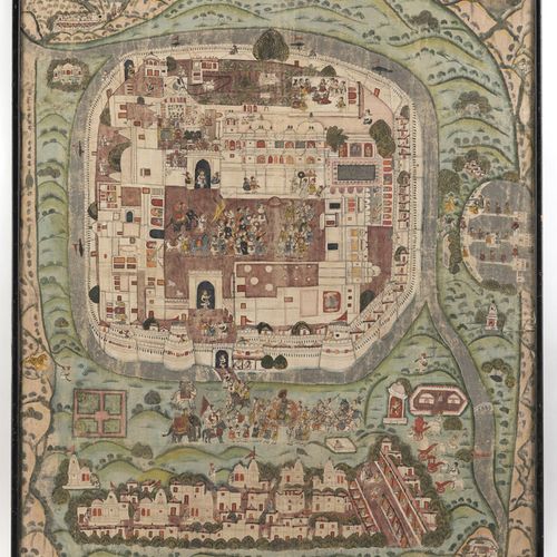 Null Gujarat o Rajastán, s. XVIII/XIX.104,5 x 84 cm Cuadro en tela, enmarcado co&hellip;