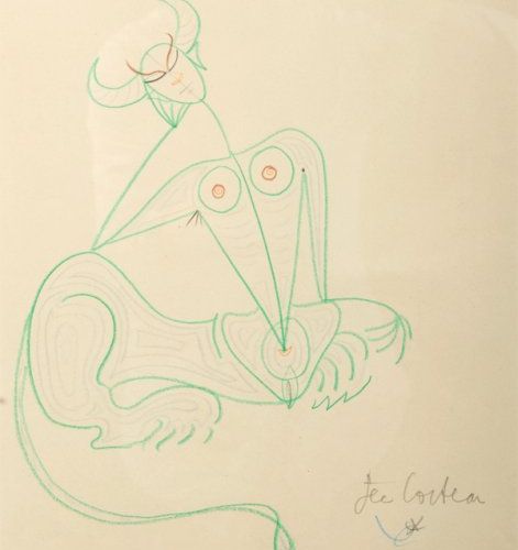 COCTEAU Jean (1889-1963) Sphinx. Dessin au crayon sur papier signé en bas à droi&hellip;