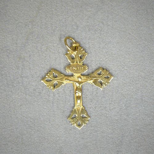 Jean Ducreux 小型金质十字格栅（鹰头），重3.45克，有Jean Ducreux的印记 4 x 3厘米