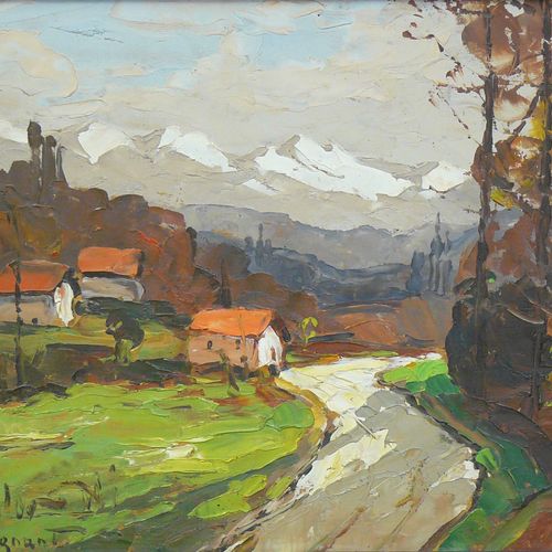 Lucien POIGNANT Lucien POIGNANT (1905 1941)：在Chambéry附近看到的阿尔卑斯山，面板油画，左下角有签名，背面有艺&hellip;