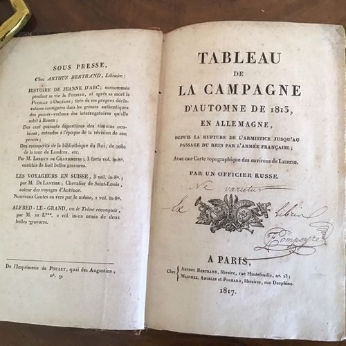 Tableau de la campagne d'automne de 1813, Bertrand, 1817, 完整的折叠地图和4个折叠表格，半成品basa&hellip;