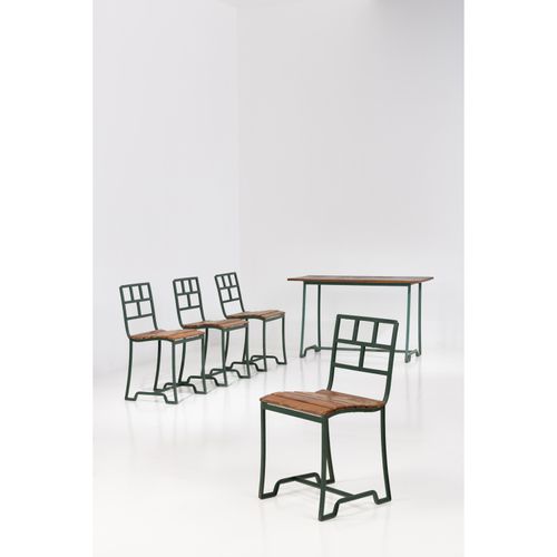 Null Carl Hörvik (1882-1954)

Set of one table and four chairs

Lacquered iron a&hellip;