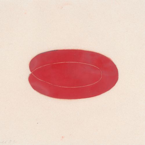 Alf Schuler Ohne Titel (rotes Oval), 1983. Acryl auf Papier. H 240 mm B 320 mm.