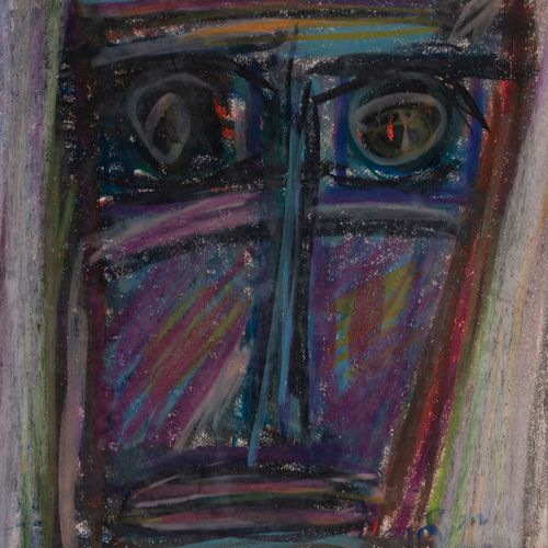 Walter Arnold Steffen Head, 1963. Oil crayon on paper. H 310 mm W 245 mm.