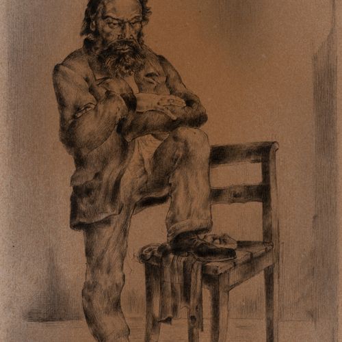 Johann Robert Schürch Old man with chair, 1925. Pen and ink on paper. H 305 mm W&hellip;