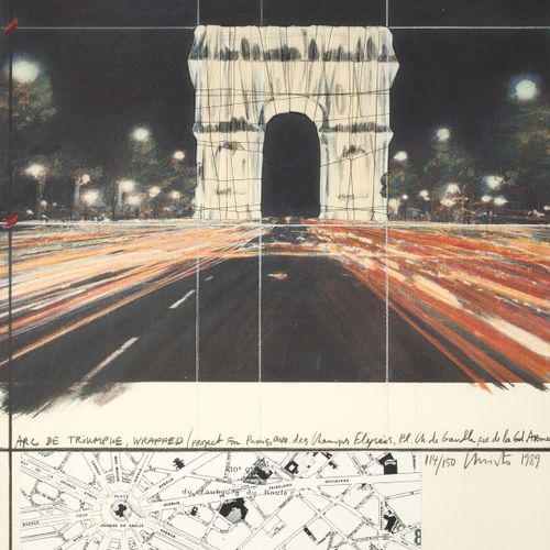 Christo Arc de Triomphe enveloppé. Project for Paris. 1989, collage de tissu, de&hellip;
