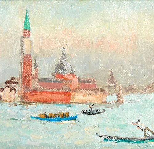 Null HAMBOURG André (1909/1999). "L'après-midi à Venise". Huile sur toile signée&hellip;