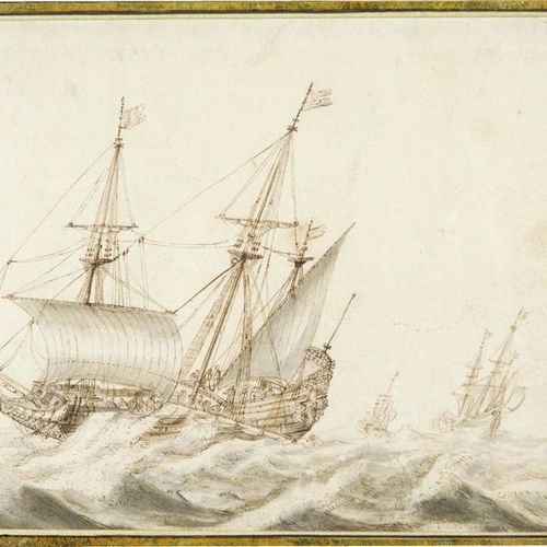 WILLEM VAN DE VELDE L'ANCIEN (LEYDE, 1610 - LONDRES, 1693) Navires sur une mer a&hellip;