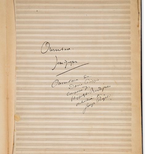 BIZET Georges (1838 1875) AUTOGRAPHIC MUSICAL MANUSCRIPT signed "Georges Bizet",&hellip;