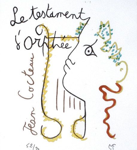 COCTEAU Jean (1889-1963) Le Testament d'Orphée Lithographie sur papier Monogramm&hellip;