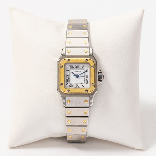 A yellow gold and stainless steel Cartier Santos lady's wristwatch Montre-bracel&hellip;