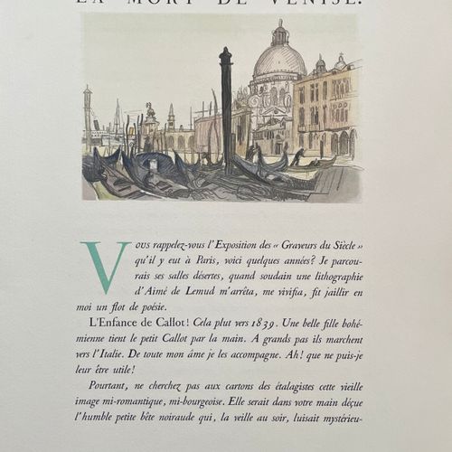 BARRÈS (Maurice). La Mort de Venise. Paris, Éditions Éos, 1930. In 4, en feuille&hellip;