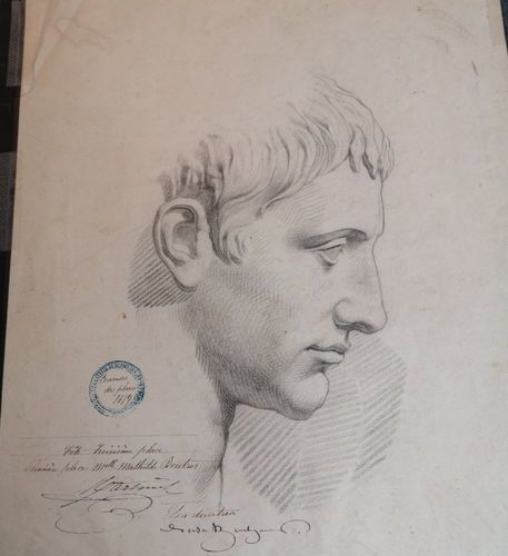 Null Gaston COPPENS (1909-?), Profil d'homme académique, dessin au crayon sur pa&hellip;