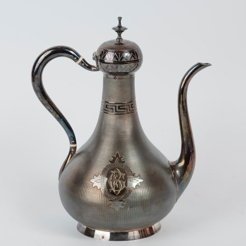 Null Silver teapot with guilloche decoration centered on a medallion with number&hellip;