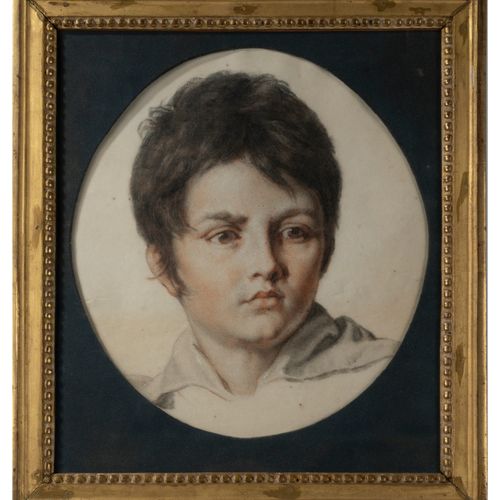 Null 
School around 1780 " Young boy " watercolor, wash. Oval drawing
