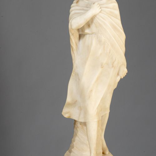 A Carrara marble sculpture of an elegant lady, ca. 1920, H 51 cm A Carrara marbl&hellip;