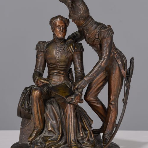 The two sons of Louis-Philippe, patinated bronze, 19thC, H 22,5 cm 路易-菲利普的两个儿子, &hellip;