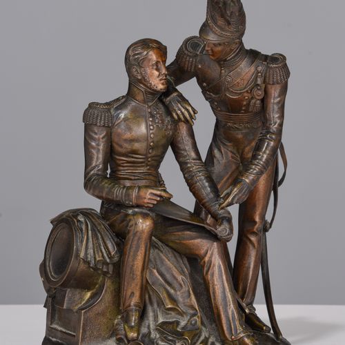 The two sons of Louis-Philippe, patinated bronze, 19thC, H 22,5 cm 路易-菲利普的两个儿子, &hellip;